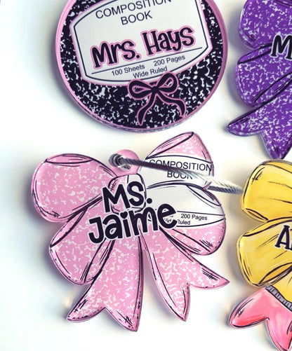 Personalized Teacher Acrylic Name Tag, Custom Keychain