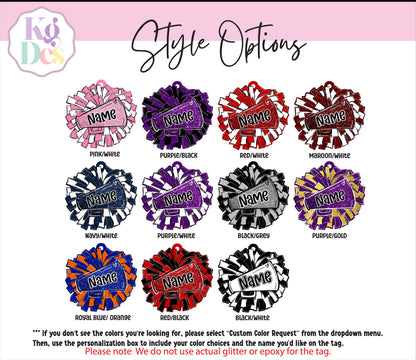 Custom Cheerleader Backpack Name Tag – Personalized Pom Pom Bag Charm – Competition Season Squad Gift