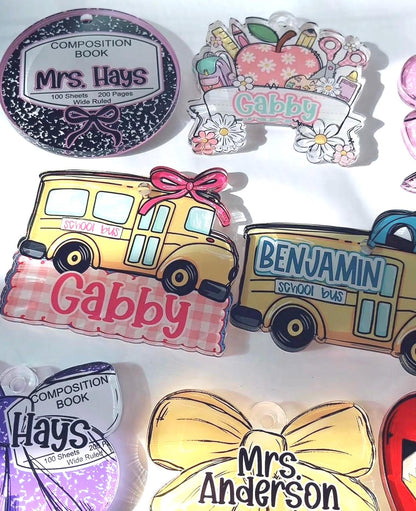 Personalized School Bus Bag Tag – Custom Name Tag for Kids, Boys or Girls Backpack