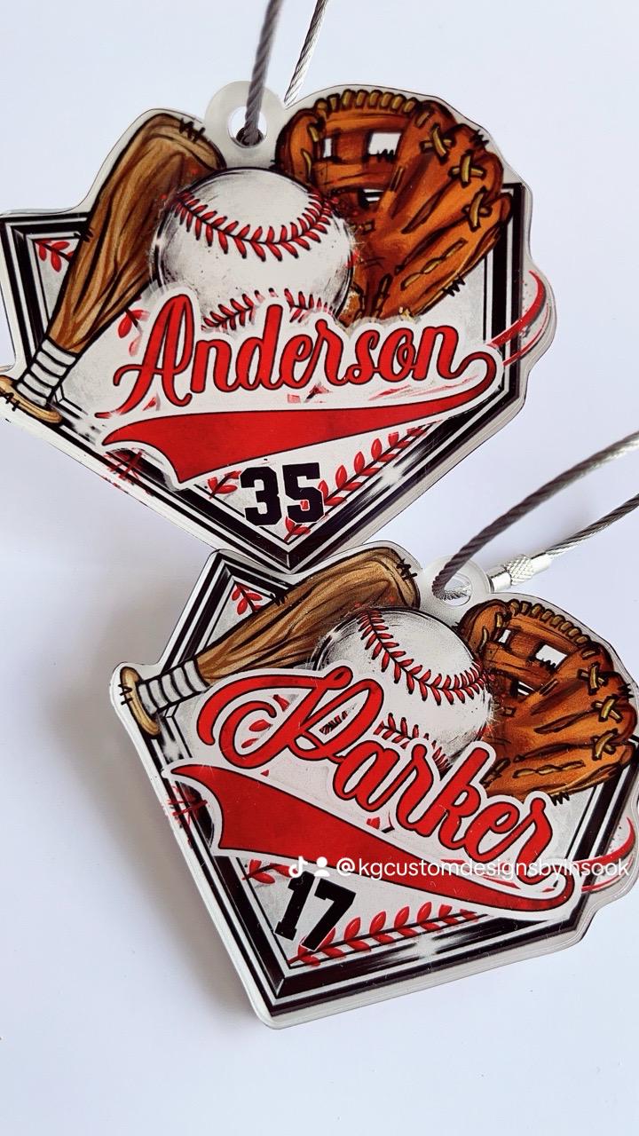Personalized Baseball Name Tag – Sports Bag Acrylic Keychain