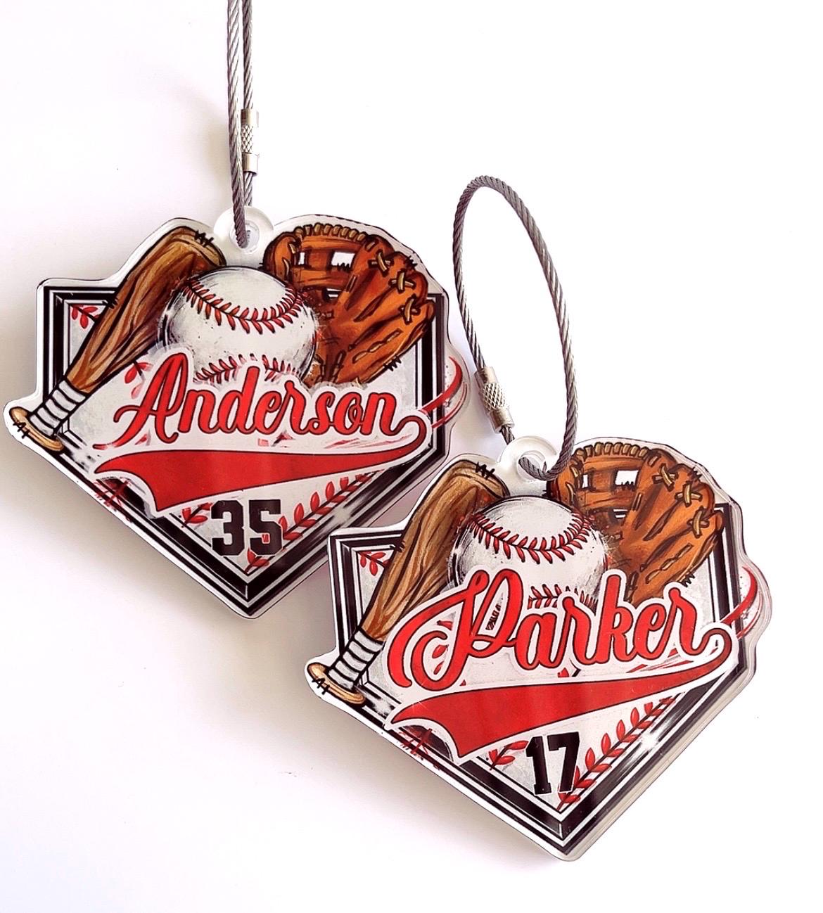 Personalized Baseball Name Tag – Sports Bag Acrylic Keychain