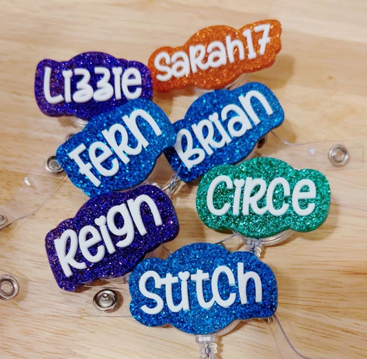 Personalized Glitter Name Badge Reel – Custom Acrylic ID Holder for Nurses, Teachers, Office Staff