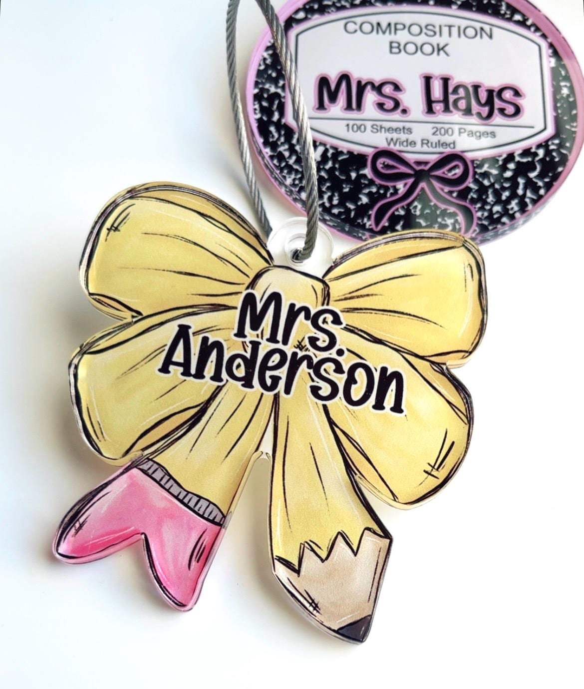 Personalized Teacher Acrylic Name Tag, Custom Keychain