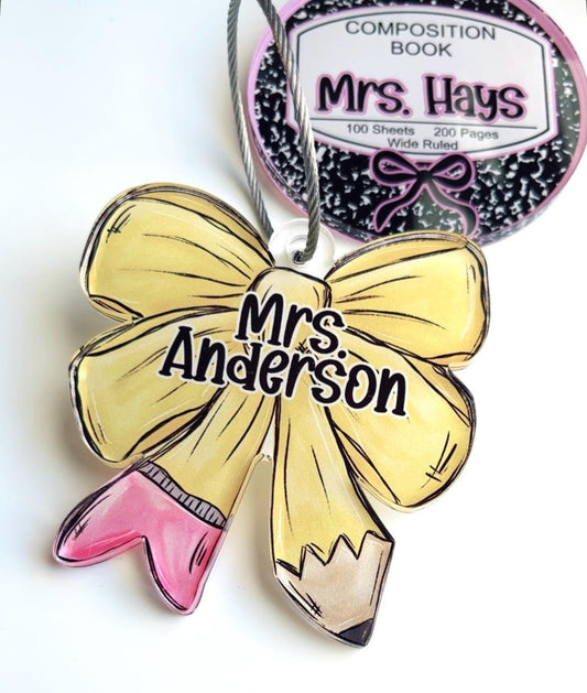 Personalized Teacher Acrylic Name Tag, Custom Keychain
