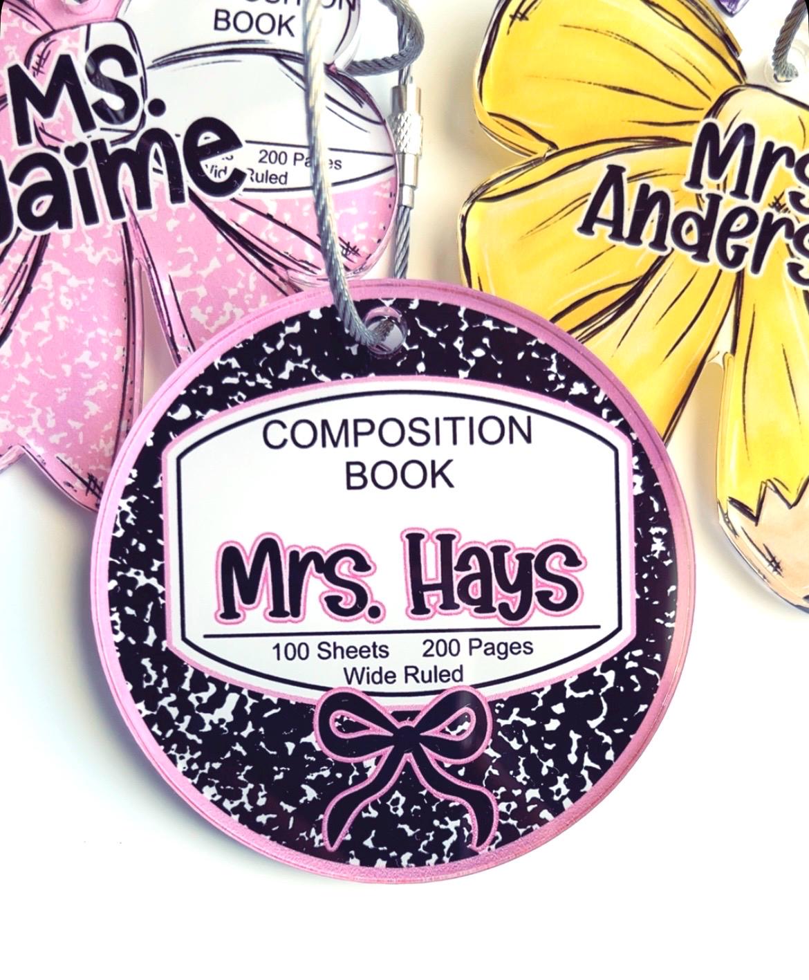 Personalized Teacher Acrylic Name Tag, Custom Keychain