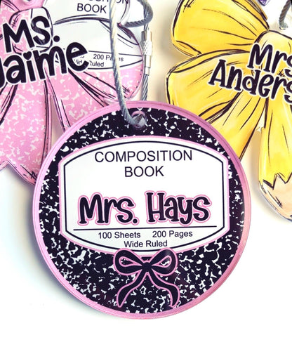 Personalized Teacher Acrylic Name Tag, Custom Keychain