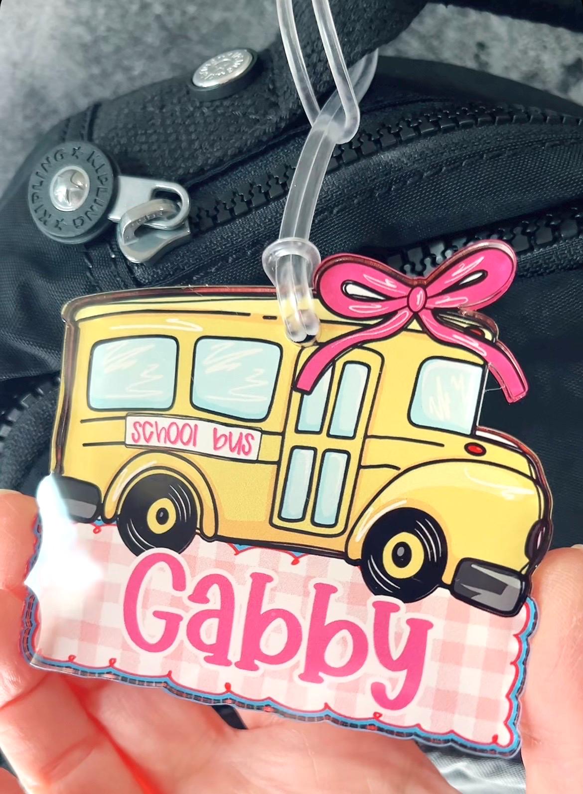 Personalized School Bus Bag Tag – Custom Name Tag for Kids, Boys or Girls Backpack