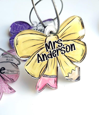 Personalized Teacher Acrylic Name Tag, Custom Keychain