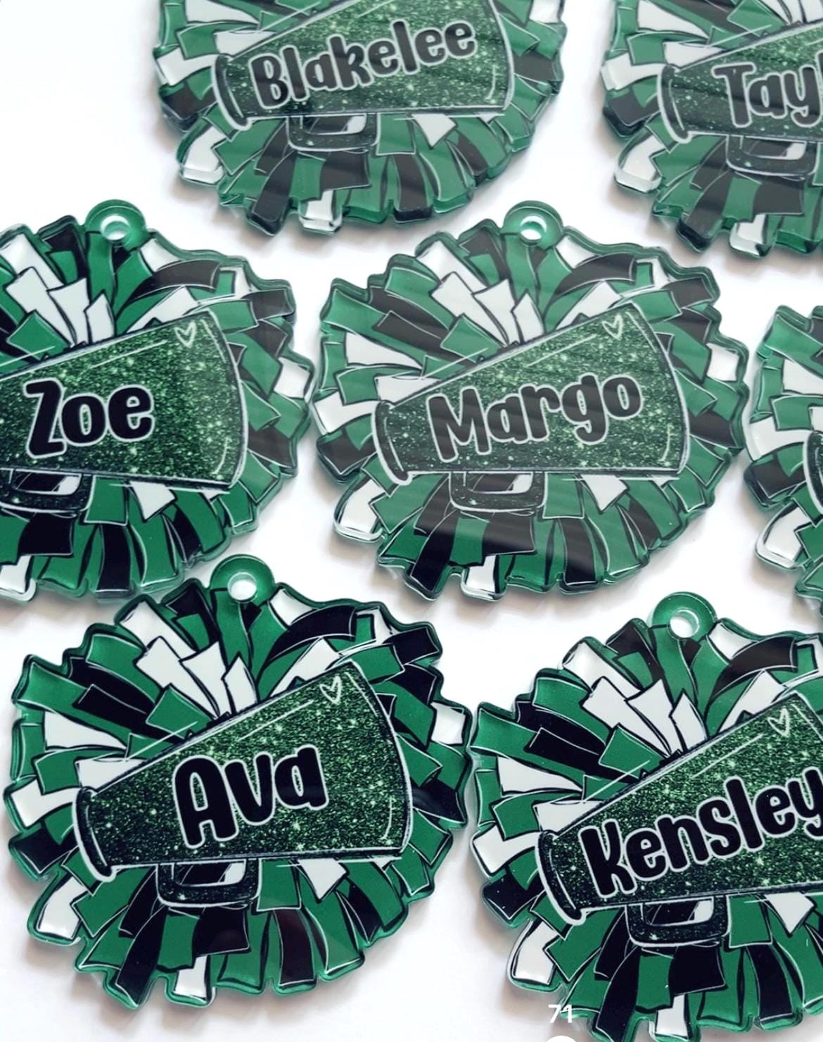 Custom Cheerleader Backpack Name Tag – Personalized Pom Pom Bag Charm – Competition Season Squad Gift