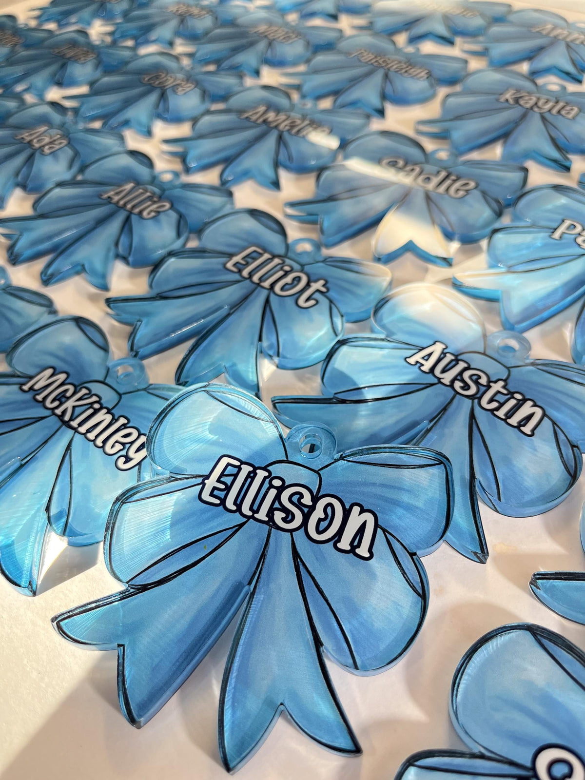 Personalized Sports Bow Bag Tag: Custom Acrylic Name Charm for Girls Backpacks and Duffels