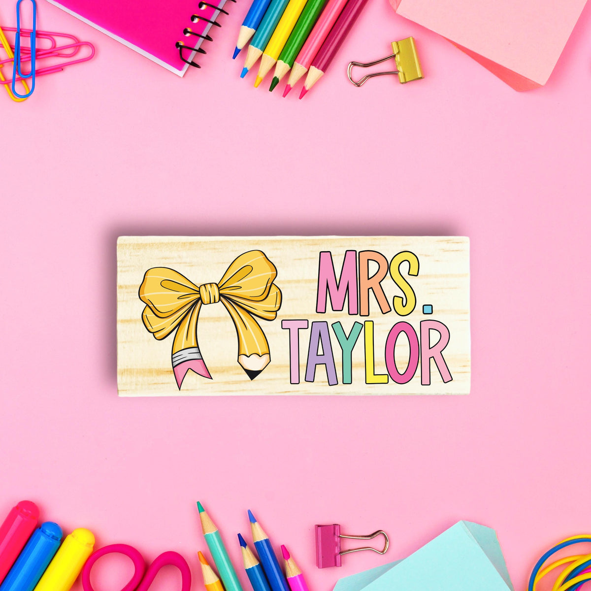 Personalized Bow Teacher Name Eraser – Chalkboard Whiteboard Classroom Tool