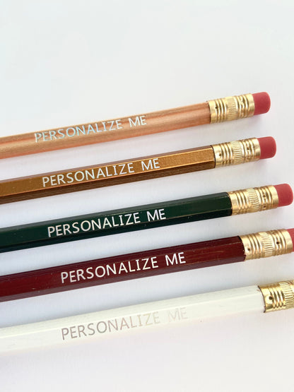 Custom Hot Foil Stamped Personalized Pencils: Name Wooden Stationery Teacher or Kids Gift